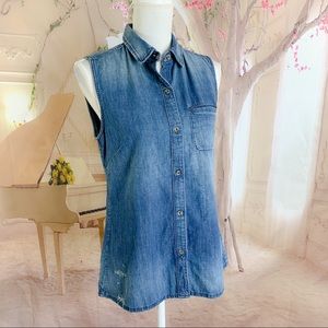 NEW AG Goldschmied Denim Chambray Sleeveless Top